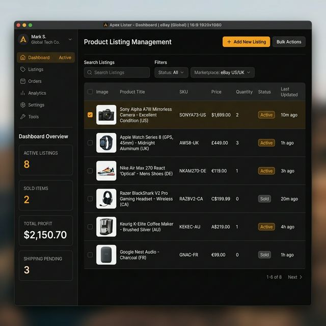 GlobalList ダッシュボード画面